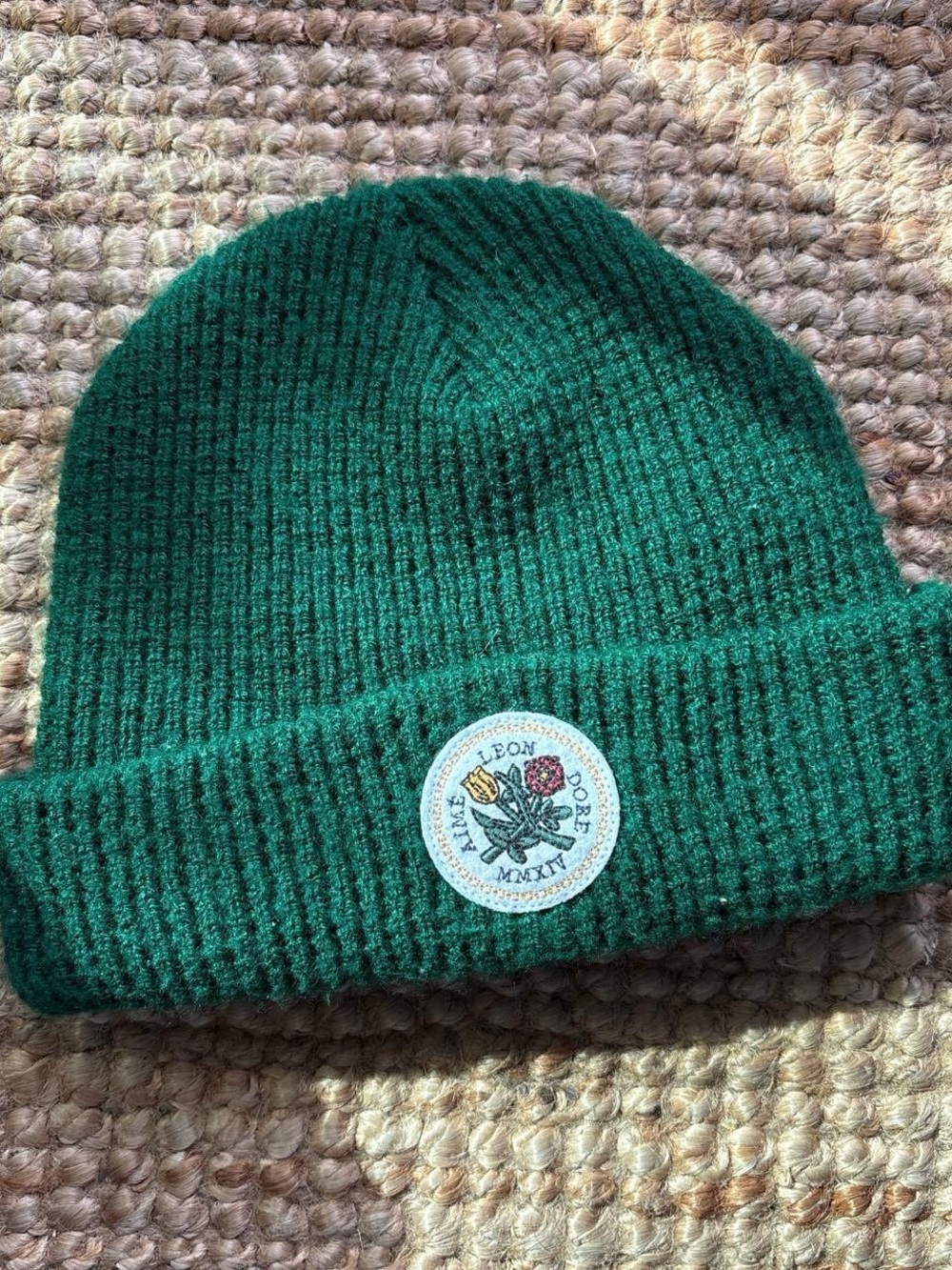 Aime Leon Dore Forest Green Ribbed Beanie with Patch